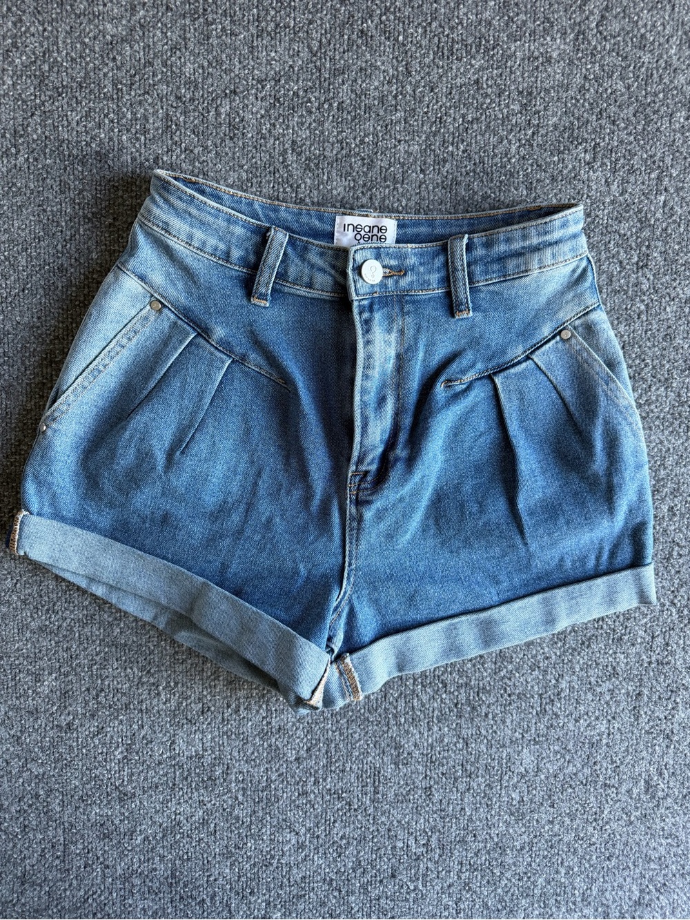 High-Waist Blue Denim Shorts Insane Gene Women’s S Retro